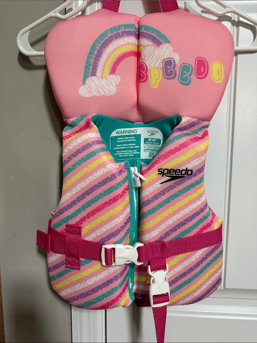 Speedo Pink Rainbow Striped Kids Swim Vest